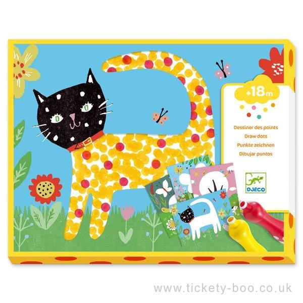 Image of the packaging for the Small Dots Painting Craft Kit. On the front is a picture of a possible finished product.