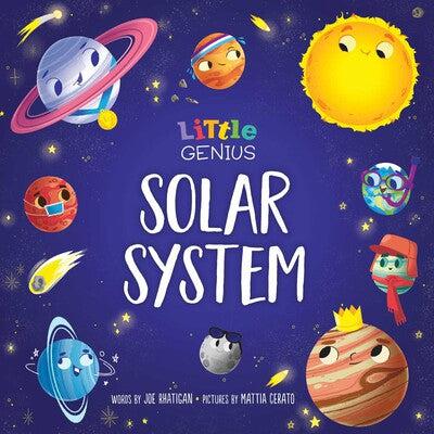 Image of the cover of the Solar System book. On the front are personified versions of our solar system's planets.