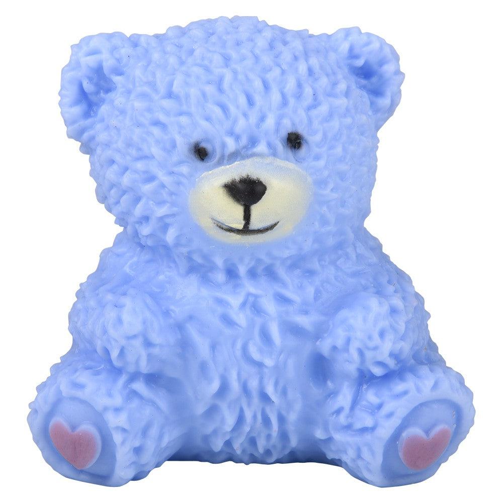 Image of the light blue variation of the Squeeze & Stretch Teddy Bear toy.