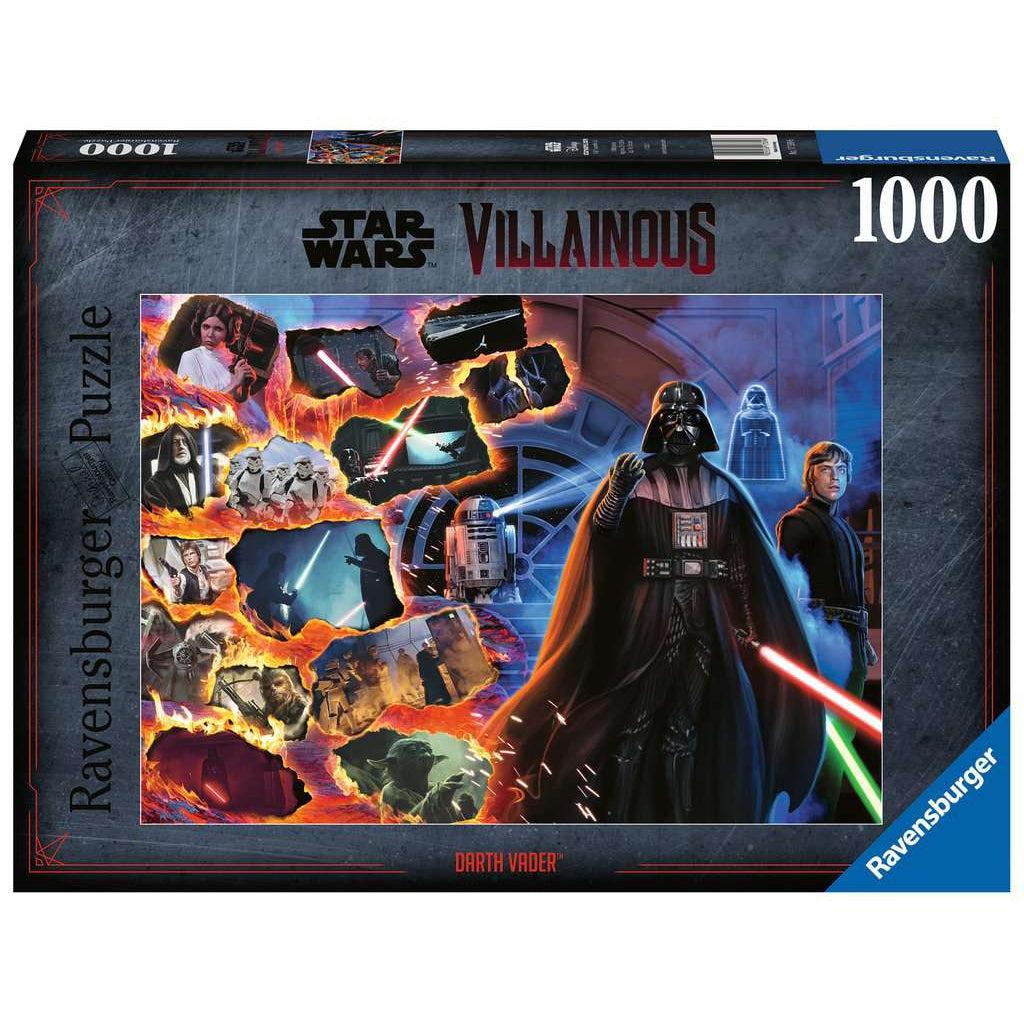 The puzzle box has the star wars villainous logo along the top, ravensburger logo in the bottom right, and the puzzle title at the bottom. Puzzle image is shown in the center and described on next image