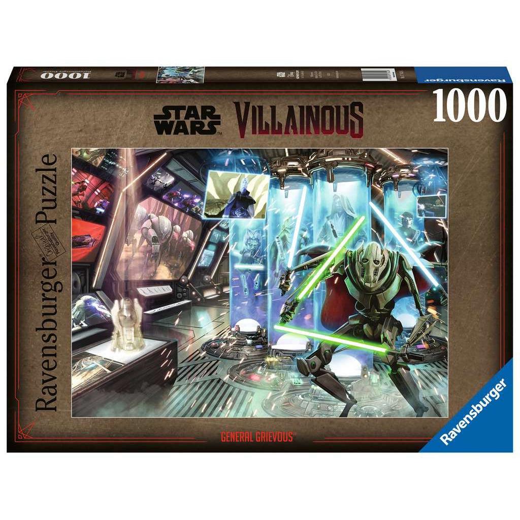 The puzzle box has the star wars villainous logo across the top, ravensburger logo in bottom right corner, and puzzle title "General Grievous" along the bottom | puzzle image in center described on next image