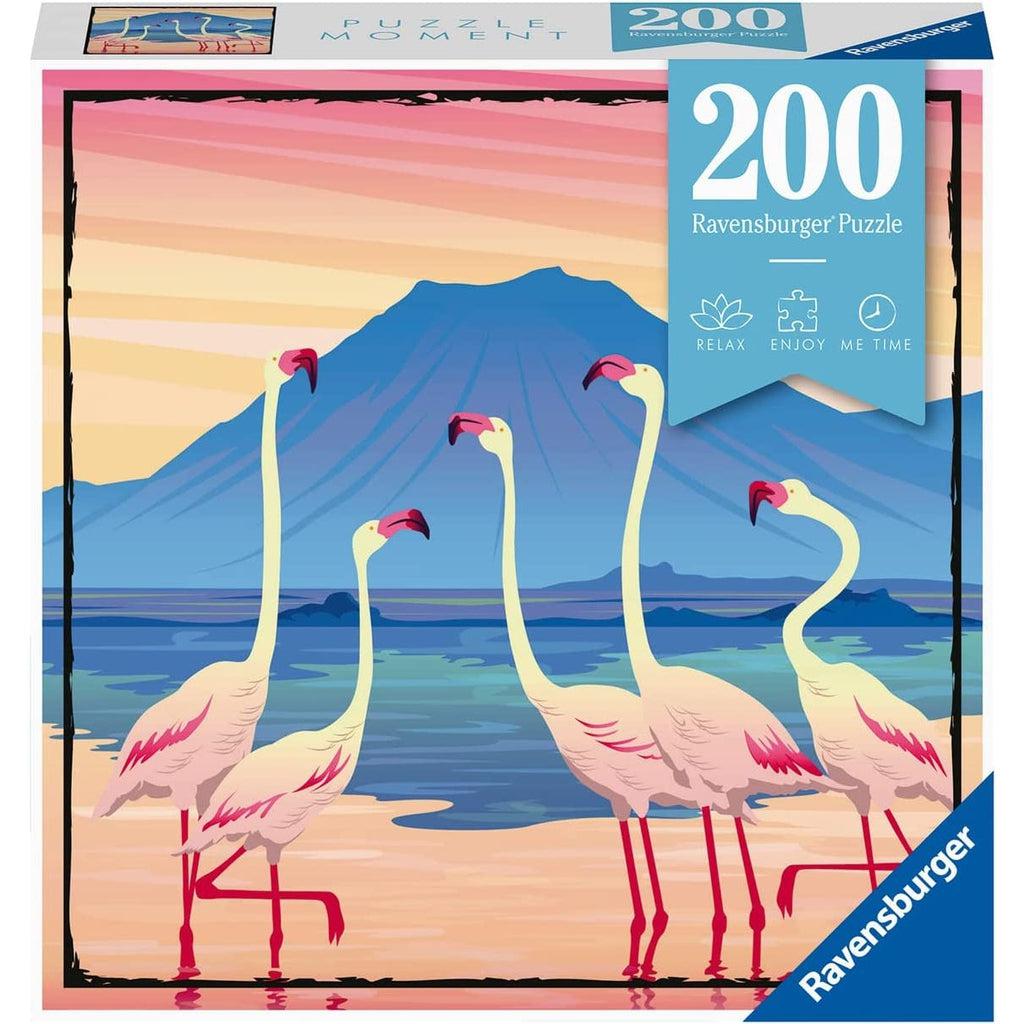 Puzzle box | Image on box has a simple illustration of flamingoes at sunset | 200pcs