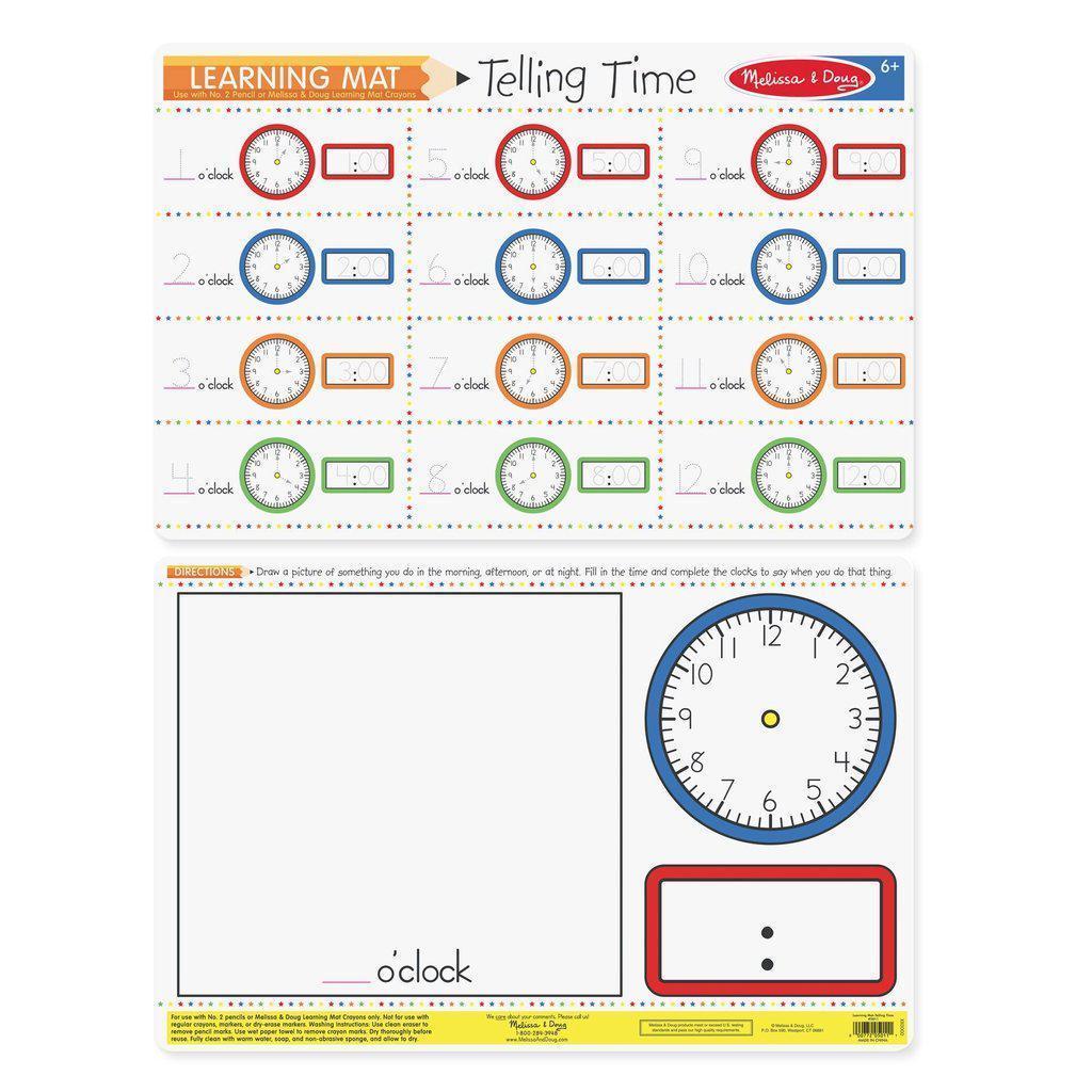 Telling Time Write-A-Mat-Melissa & Doug-The Red Balloon Toy Store