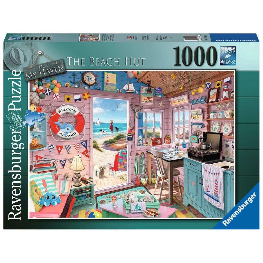 Puzzle box | My Haven No. 7 | Image is an illustration of the inside of a cozy beach house | 1000pcs