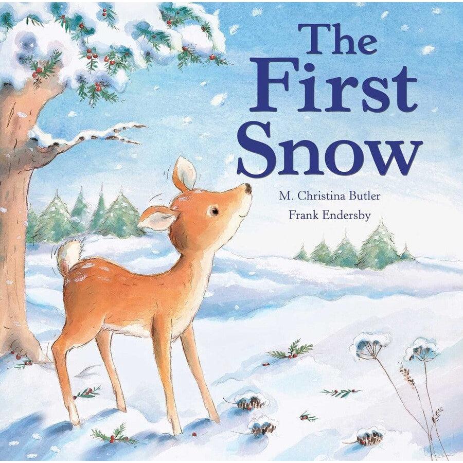 Image of the cover of The First Snow book. On the cover is an illustration of a baby dear in a snowy forest.