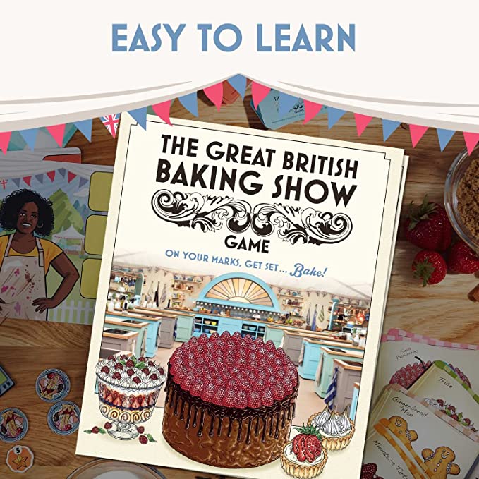 Text reads: Easy to learn | Card showing the same cake from the cover below the title along with a variety of other strawberry and raspberry deserts.