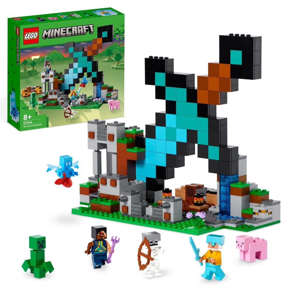 The entire set is shown in front of the box, all the minifigures are shown in front of the set.