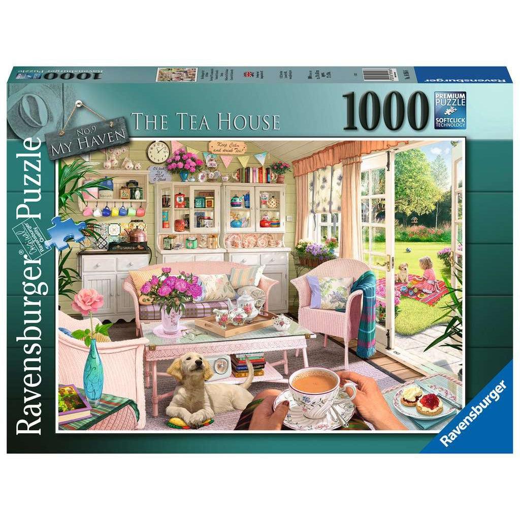 Ravensburger puzzle box | Image of sitting room with tea set | 1000pcs