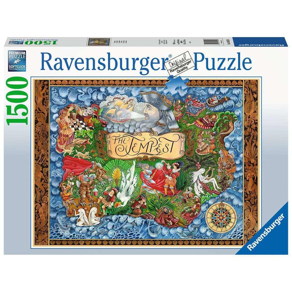 Image of the front of the puzzle box. It has information such as the brand name, Ravensburger, and the piece count (1500pc). In the center of the box is a picture of the finished puzzle. Puzzle described on next image.