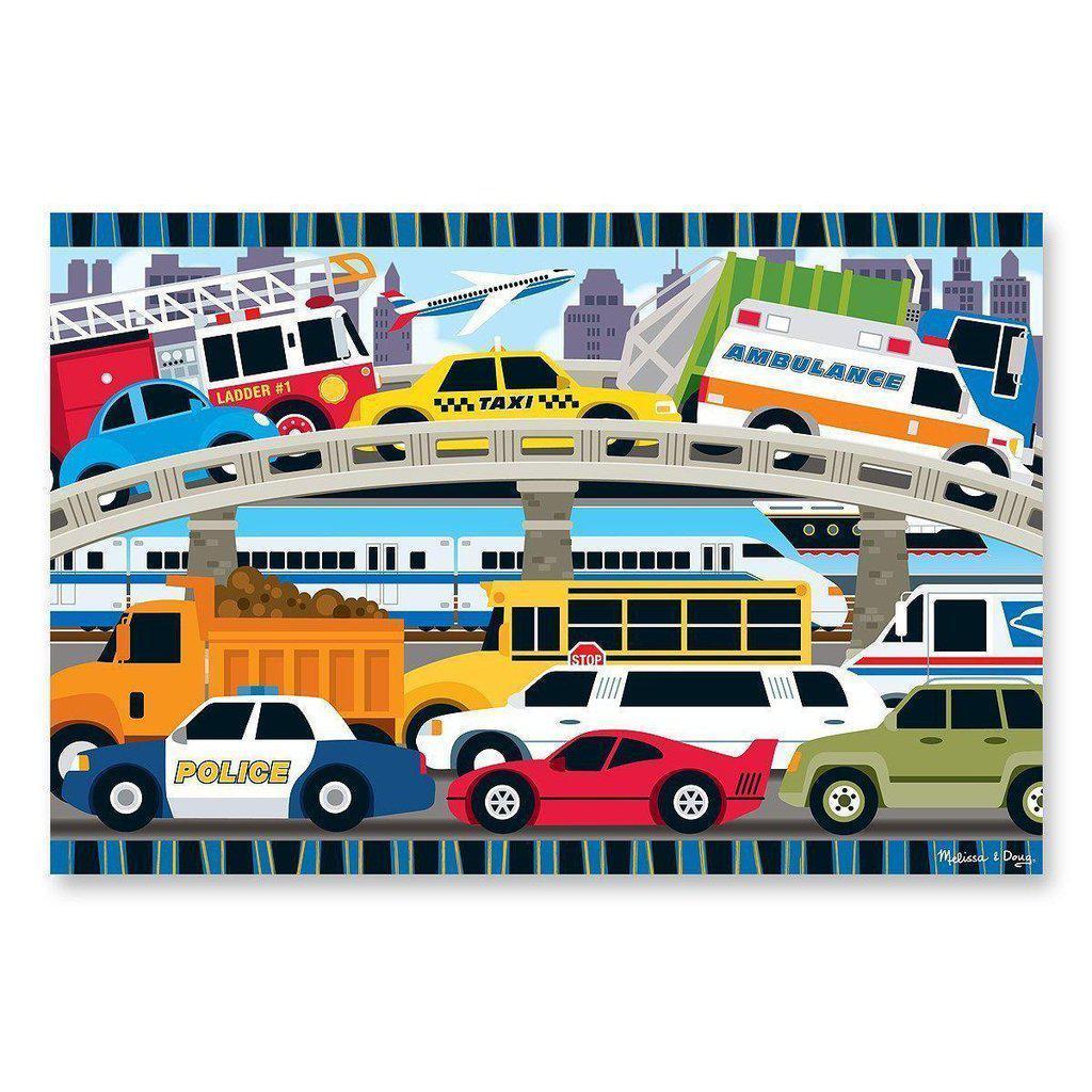 Traffic Jam Floor Puzzle 2'x3' (24 pc)-Melissa & Doug-The Red Balloon Toy Store
