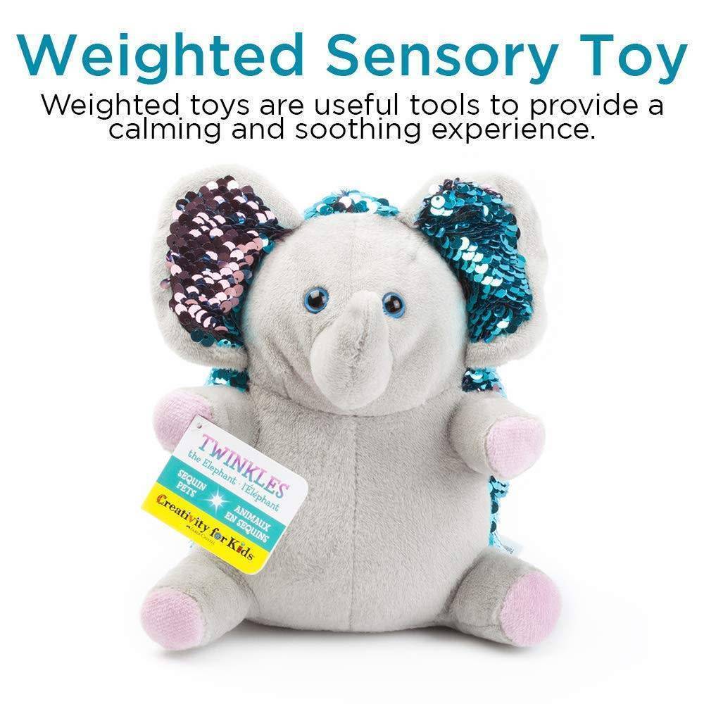 Shows that he is a weighted sensory toy. They provide a calming and soothing experience.