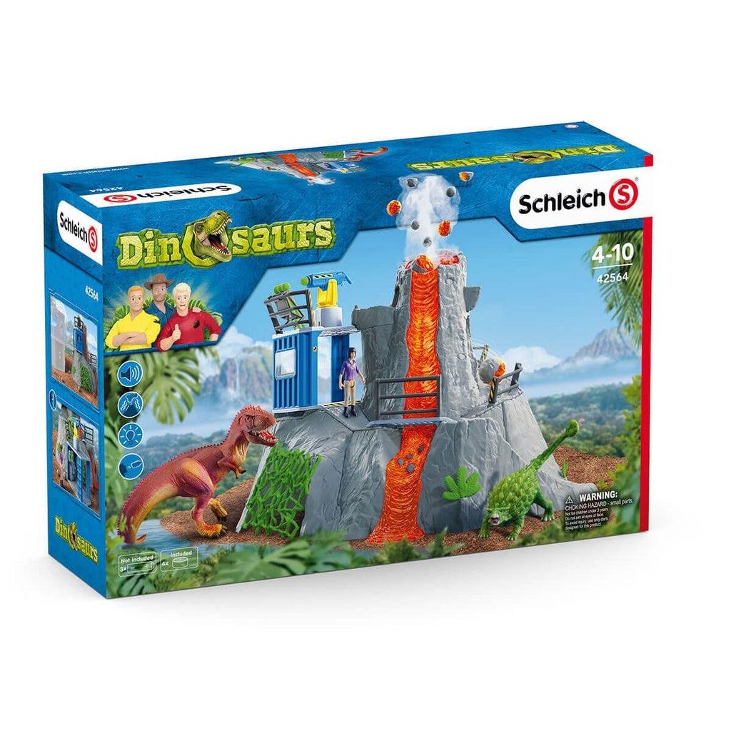 Image of the packaging for the Volcano Expedition Base Camp. On the box is a picture of the play set in action.