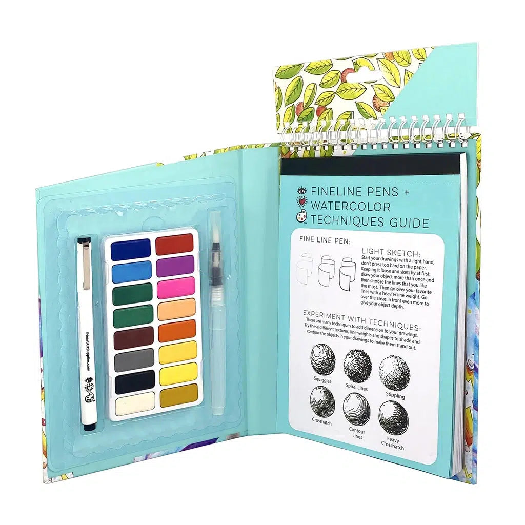 Watercolors & Fine Line Pen Travel Art Pack-Bright Stripes-The Red Balloon Toy Store