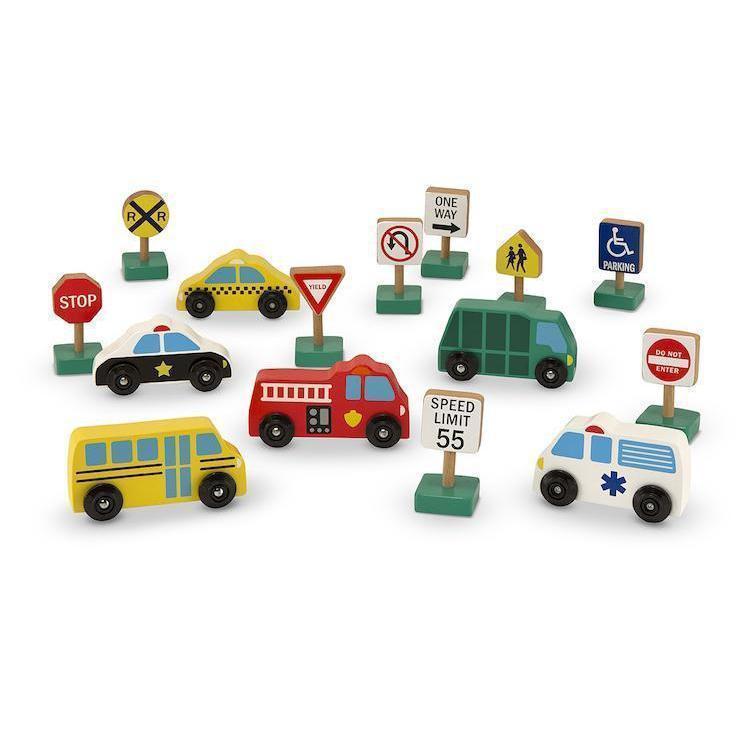 Wooden Vehicles and Traffic Signs-Melissa & Doug-The Red Balloon Toy Store