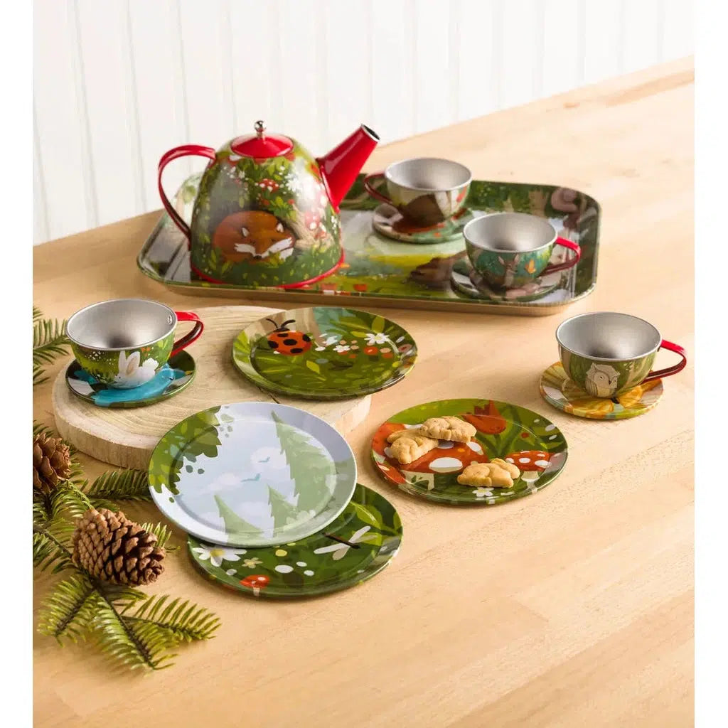 Woodland Tin Tea Set-HearthSong-The Red Balloon Toy Store