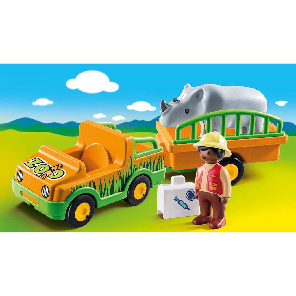 Zoo Vehicle with Rhinoceros-Playmobil-The Red Balloon Toy Store